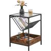 imageBEWISHOME Nightstand Bedside Table with Metal Frame End Table Side Table with Open StorageSmall Table for Living Room Bedroom Night Stand Tempered Glass End Table Bed Side Table Accent Table KTZ61Z