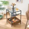 imageBEWISHOME Nightstand Bedside Table with Metal Frame End Table Side Table with Open StorageSmall Table for Living Room Bedroom Night Stand Tempered Glass End Table Bed Side Table Accent Table KTZ61Z