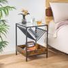 imageBEWISHOME Nightstand Bedside Table with Metal Frame End Table Side Table with Open StorageSmall Table for Living Room Bedroom Night Stand Tempered Glass End Table Bed Side Table Accent Table KTZ61Z