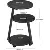 imageBEWISHOME Round End Table Side Table with Metal Frame Accent Bedside Table Nightstand with 3Tier Shelves Small Couch Table for Living Room Bedroom White Gold KTZ41MBlack
