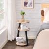 imageBEWISHOME Round End Table Side Table with Metal Frame Accent Bedside Table Nightstand with 3Tier Shelves Small Couch Table for Living Room Bedroom White Gold KTZ41MGreige