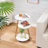imageBEWISHOME Round End Table Side Table with Metal Frame Accent Bedside Table Nightstand with 3Tier Shelves Small Couch Table for Living Room Bedroom White Gold KTZ41MWhite