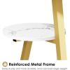 imageBEWISHOME Round End Table Side Table with Metal Frame Accent Bedside Table Nightstand with 3Tier Shelves Small Couch Table for Living Room Bedroom White Gold KTZ41MGoldmarble