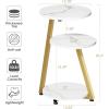 imageBEWISHOME Round End Table Side Table with Metal Frame Accent Bedside Table Nightstand with 3Tier Shelves Small Couch Table for Living Room Bedroom White Gold KTZ41MGoldmarble
