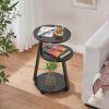 imageBEWISHOME Round End Table Side Table with Metal Frame Accent Bedside Table Nightstand with 3Tier Shelves Small Couch Table for Living Room Bedroom White Gold KTZ41MBlack