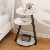 imageBEWISHOME Round End Table Side Table with Metal Frame Accent Bedside Table Nightstand with 3Tier Shelves Small Couch Table for Living Room Bedroom White Gold KTZ41MBlackmarble