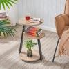 imageBEWISHOME Round End Table Side Table with Metal Frame Accent Bedside Table Nightstand with 3Tier Shelves Small Couch Table for Living Room Bedroom White Gold KTZ41MGreige