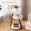 imageBEWISHOME Round End Table Side Table with Metal Frame Accent Bedside Table Nightstand with 3Tier Shelves Small Couch Table for Living Room Bedroom White Gold KTZ41MBlackmarble