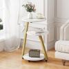 imageBEWISHOME Round End Table Side Table with Metal Frame Accent Bedside Table Nightstand with 3Tier Shelves Small Couch Table for Living Room Bedroom White Gold KTZ41MGoldmarble