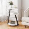 imageBEWISHOME Round End Table Side Table with Metal Frame Accent Bedside Table Nightstand with 3Tier Shelves Small Couch Table for Living Room Bedroom White Gold KTZ41MBlackmarble