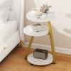 imageBEWISHOME Round End Table Side Table with Metal Frame Accent Bedside Table Nightstand with 3Tier Shelves Small Couch Table for Living Room Bedroom White Gold KTZ41MGoldmarble