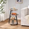 imageBEWISHOME Round End Table with Charging Station Side Accent Table with 3Tier Shelves Small Couch Table for Living Room Greige KTZ51GGreige