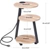 imageBEWISHOME Round End Table with Charging Station Side Accent Table with 3Tier Shelves Small Couch Table for Living Room Greige KTZ51GGreige