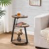 imageBEWISHOME Round End Table with Charging Station Side Accent Table with 3Tier Shelves Small Couch Table for Living Room Greige KTZ51GRustic Brown