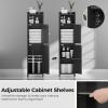imageBEWISHOME Small Bathroom Cabinet Bathroom Storage Cabinet with Adjustable Shelves ampamp 2 DoorsNarrow Toilet Paper Cabinets79 x 79 x 315 Inches for Small Spaces White YYG03WBlack