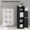 imageBEWISHOME Small Bathroom Cabinet Bathroom Storage Cabinet with Adjustable Shelves ampamp 2 DoorsNarrow Toilet Paper Cabinets79 x 79 x 315 Inches for Small Spaces White YYG03WBlack