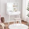 imageBEWISHOME Small Vanity Desk with Mirror and LightsMakeup Vanity White Vanity Set Makeup Desk with 3 Color LightingGirls Vanity Table with Cabinet ampamp 2 DrawersDressing Table Makeup Table FST15M