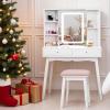 imageBEWISHOME Small Vanity Desk with Mirror and LightsMakeup Vanity White Vanity Set Makeup Desk with 3 Color LightingGirls Vanity Table with Cabinet ampamp 2 DrawersDressing Table Makeup Table FST15M