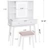 imageBEWISHOME Small Vanity Desk with Mirror and LightsMakeup Vanity White Vanity Set Makeup Desk with 3 Color LightingGirls Vanity Table with Cabinet ampamp 2 DrawersDressing Table Makeup Table FST15M