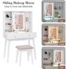 imageBEWISHOME Small Vanity Desk with Mirror and LightsMakeup Vanity White Vanity Set Makeup Desk with 3 Color LightingGirls Vanity Table with Cabinet ampamp 2 DrawersDressing Table Makeup Table FST15M