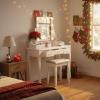imageBEWISHOME Vanity Desk Girls Vanity Set with Mirror and LightsSmall Makeup Vanity Table with 5 Drawer ampamp StoolDressing Table with 3 Colors Lighting Adjustable Brightness for Girls White FST07W10 bulbs