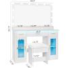 imageBEWISHOME Vanity Desk with Mirror and Lights White Makeup Vanity Table with Glass Top ampamp Stool434quot Large Makeup Desk with Power Outlet3 Storage DrawersDressing Table for Bedroom WomenGirls FST35W
