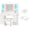 imageBEWISHOME Vanity Desk with Mirror and LightsWhite Makeup Vanity Table with Power Outlet and StoolLarge Makeup Desk with 7 DrawersDressing Table for Bedroom Dressing Room FST38W
