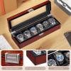 imageBEWISHOME Watch Box for Men 6Slot Wooden Watch Case Watch Display Case Watch Storage Watch Holder Organizer for Men Watch Display with Glass Lid Brown SSH06Y