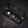 imageBEWISHOME Watch Box for Men 6Slot Wooden Watch Case Watch Display Case Watch Storage Watch Holder Organizer for Men Watch Display with Glass Lid Brown SSH06Y
