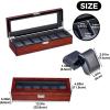 imageBEWISHOME Watch Box for Men 6Slot Wooden Watch Case Watch Display Case Watch Storage Watch Holder Organizer for Men Watch Display with Glass Lid Brown SSH06Y