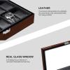 imageBEWISHOME Watch Case 12Slot Watch Box with Large Glass Lid Wooden Watch Box Organizer for Men Watch Storage with Removable Watch Pillows Synthetic Leather Interior Brown SSH12Y12 Solts