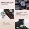imageBEWISHOME Watch Case 12Slot Watch Box with Large Glass Lid Wooden Watch Box Organizer for Men Watch Storage with Removable Watch Pillows Synthetic Leather Interior Brown SSH12Y10 Solts