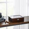 imageBEWISHOME Watch Case 12Slot Watch Box with Large Glass Lid Wooden Watch Box Organizer for Men Watch Storage with Removable Watch Pillows Synthetic Leather Interior Brown SSH12Y10 Solts