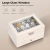 imageBEWISHOME Watch Case 20Slot Watch Box Organizer for Men Watch Case with Large Glass Lid Watch Travel Case Removable Watch Pillows Mens Jewelry Box Watch Display Case Watch Storage Black SSH04CWhiteWhite