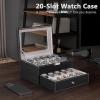 imageBEWISHOME Watch Case 20Slot Watch Box Organizer for Men Watch Case with Large Glass Lid Watch Travel Case Removable Watch Pillows Mens Jewelry Box Watch Display Case Watch Storage Black SSH04CBlackGray