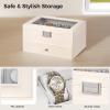 imageBEWISHOME Watch Case 20Slot Watch Box Organizer for Men Watch Case with Large Glass Lid Watch Travel Case Removable Watch Pillows Mens Jewelry Box Watch Display Case Watch Storage Black SSH04CWhiteWhite