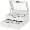 imageBEWISHOME Watch Case 20Slot Watch Box Organizer for Men Watch Case with Large Glass Lid Watch Travel Case Removable Watch Pillows Mens Jewelry Box Watch Display Case Watch Storage Black SSH04CWhiteWhite