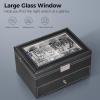 imageBEWISHOME Watch Case 20Slot Watch Box Organizer for Men Watch Case with Large Glass Lid Watch Travel Case Removable Watch Pillows Mens Jewelry Box Watch Display Case Watch Storage Black SSH04CBlackGray