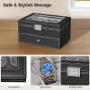 imageBEWISHOME Watch Case 20Slot Watch Box Organizer for Men Watch Case with Large Glass Lid Watch Travel Case Removable Watch Pillows Mens Jewelry Box Watch Display Case Watch Storage Black SSH04CBlackGray