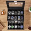 imageBEWISHOME Watch Case 20Slot Watch Box Organizer for Men Watch Case with Large Glass Lid Watch Travel Case Removable Watch Pillows Mens Jewelry Box Watch Display Case Watch Storage Black SSH04CBlackBlack