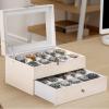 imageBEWISHOME Watch Case 20Slot Watch Box Organizer for Men Watch Case with Large Glass Lid Watch Travel Case Removable Watch Pillows Mens Jewelry Box Watch Display Case Watch Storage Black SSH04CWhiteWhite