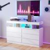 imageBEWISHOME White Dresser for Bedroom with Charging Station and LED Lights Wood 6 Drawer Dresser TV Stand with Open Space Modern Wide Dressers Chest of Drawers for Closet Living Room White KCG02WWhite
