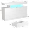 imageBEWISHOME White Dresser for Bedroom with Charging Station and LED Lights Wood 6 Drawer Dresser TV Stand with Open Space Modern Wide Dressers Chest of Drawers for Closet Living Room White KCG02WWhite