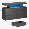 imageBEWISHOME White Dresser for Bedroom with Charging Station and LED Lights Wood 6 Drawer Dresser TV Stand with Open Space Modern Wide Dressers Chest of Drawers for Closet Living Room White KCG02WBlack