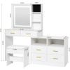 imageBEWISHOME White Vanity Desk with Mirror and LightsMakeup Vanity L Shape Change Makeup Desk with 6 Drawers Stool Power Outlet Jewelry StorageDressing Table with Dresser for Bedroom Girls Women FST26W