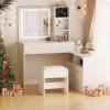 imageBEWISHOME White Vanity Desk with Mirror and LightsMakeup Vanity L Shape Change Makeup Desk with 6 Drawers Stool Power Outlet Jewelry StorageDressing Table with Dresser for Bedroom Girls Women FST26W