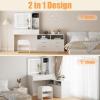 imageBEWISHOME White Vanity Desk with Mirror and LightsMakeup Vanity L Shape Change Makeup Desk with 6 Drawers Stool Power Outlet Jewelry StorageDressing Table with Dresser for Bedroom Girls Women FST26W