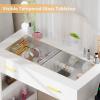 imageBEWISHOME White Vanity Desk with Mirror and LightsMakeup Vanity Set with Glass TopLarge Dressing Table with Charging Station4 DrawersNightstandStoolMakeup Desk for Girls Women Bedroom FST28W
