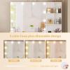 imageBEWISHOME White Vanity Desk with Mirror and LightsMakeup Vanity Set with Glass TopLarge Dressing Table with Charging Station4 DrawersNightstandStoolMakeup Desk for Girls Women Bedroom FST28W