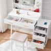 imageBEWISHOME White Vanity Desk with Mirror and LightsMakeup Vanity Table with Power OutletMovable NightstandMakeup Desk with 3 Colors ModesDressing Table with Sliding Mirror for Bedroom Girls FST18W